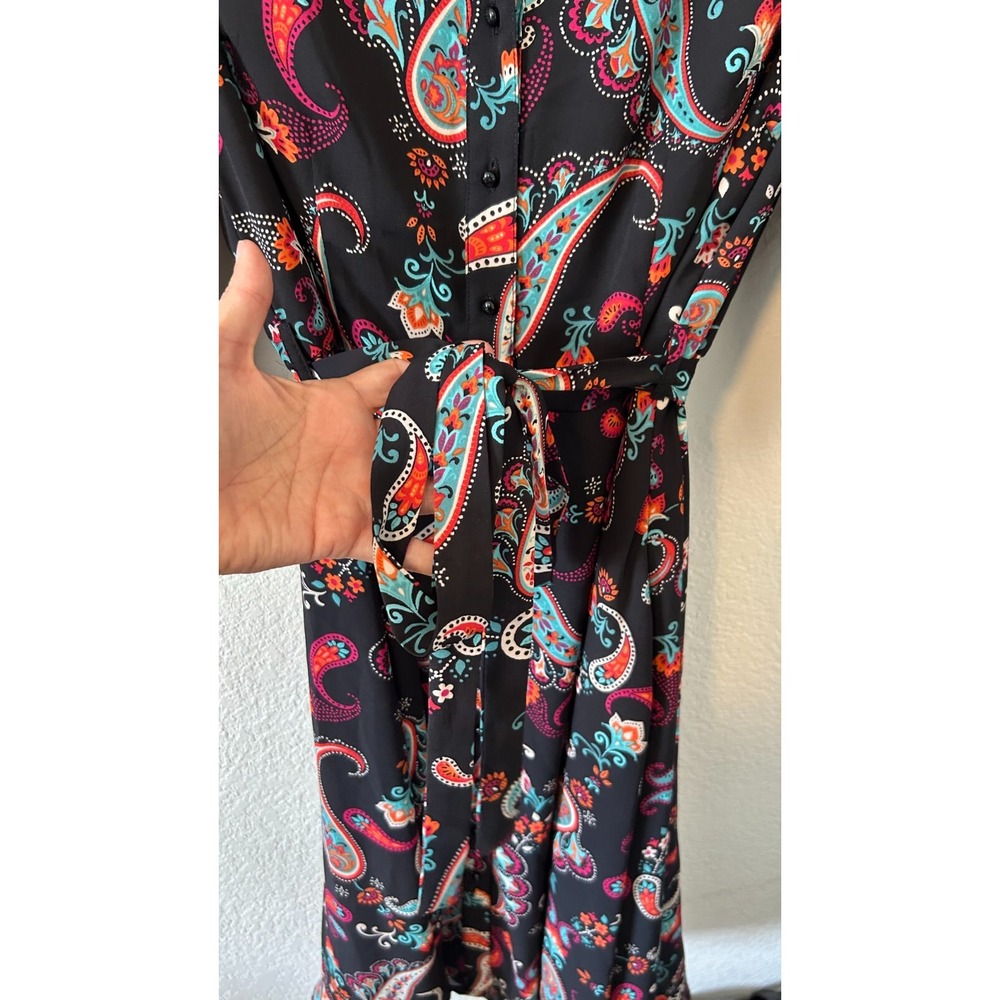 NANETTE Nanette Lepore Paisley Waist-Tie Dress SZ 4 - Picture 4 of 12
